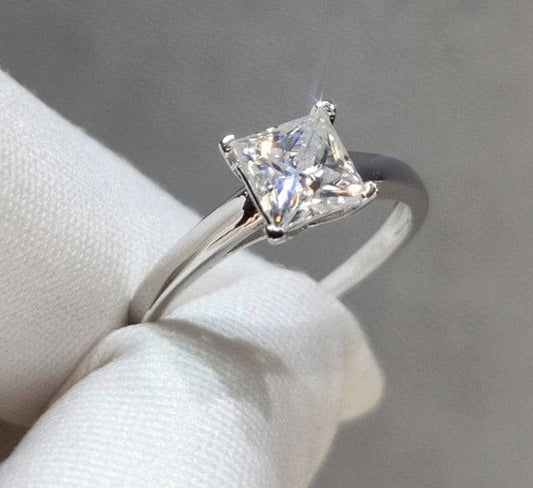 VIP DREAM RING - 1 Carat Princess Cut Moissanite Engagement Ring-Black Diamonds New York