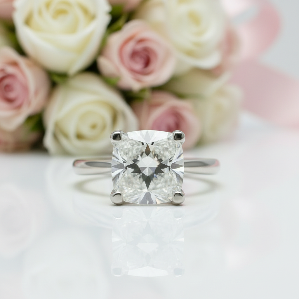 2.0 Ct Round Cut Diamond Option Cow Head Engagement Ring-Black Diamonds New York