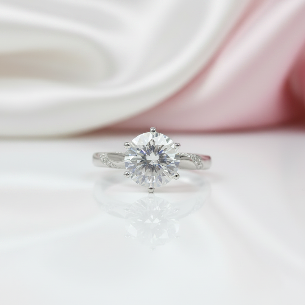 1-3 Carat Round Cut D Color Round Diamond Option Engagement Ring-Black Diamonds New York