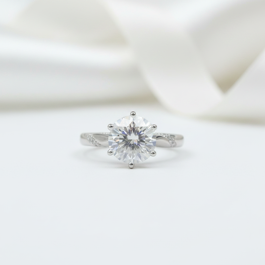 1-3 Carat Round Cut D Color Round Diamond Option Engagement Ring-Black Diamonds New York