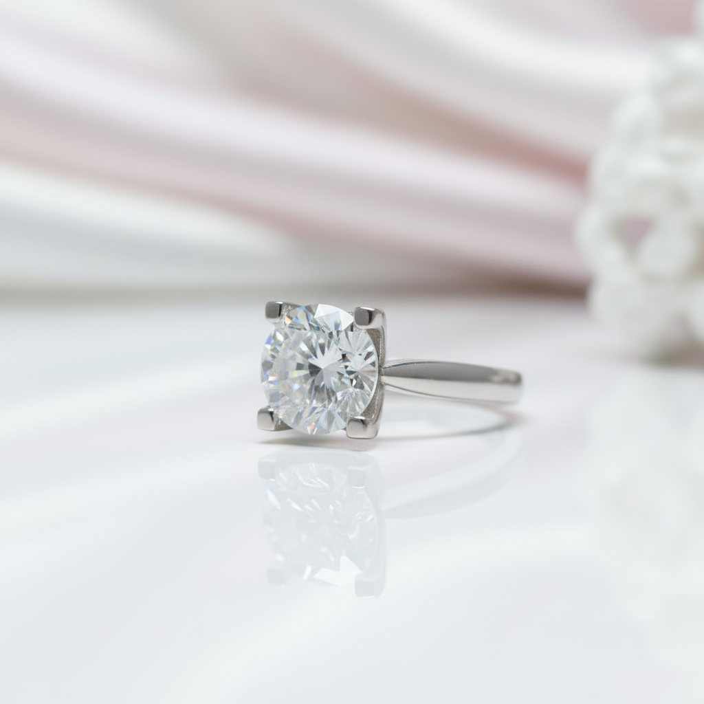 1-3ct Round Cut D Color Diamond Option Cow Head Engagement Ring-Black Diamonds New York