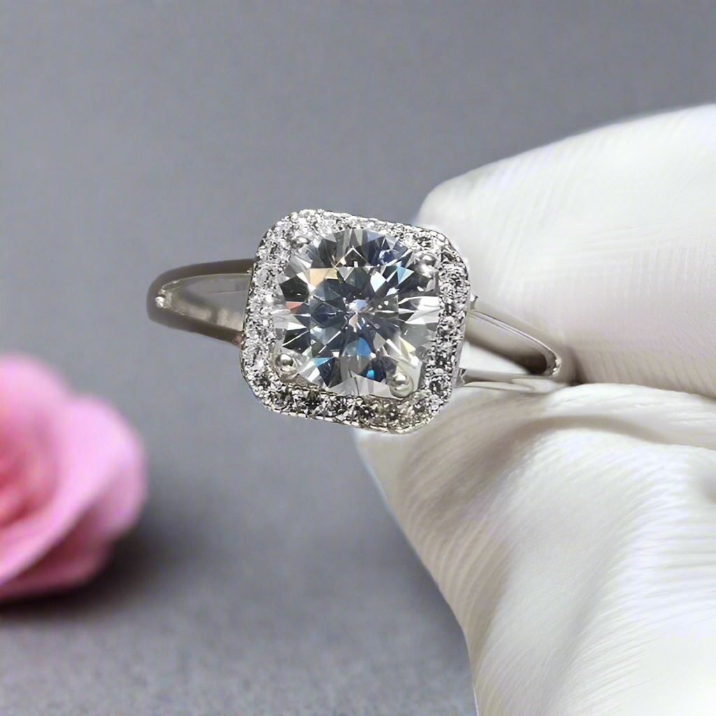 1.0 Ct Round Cut Diamond Split Shank Engagement Ring-Black Diamonds New York