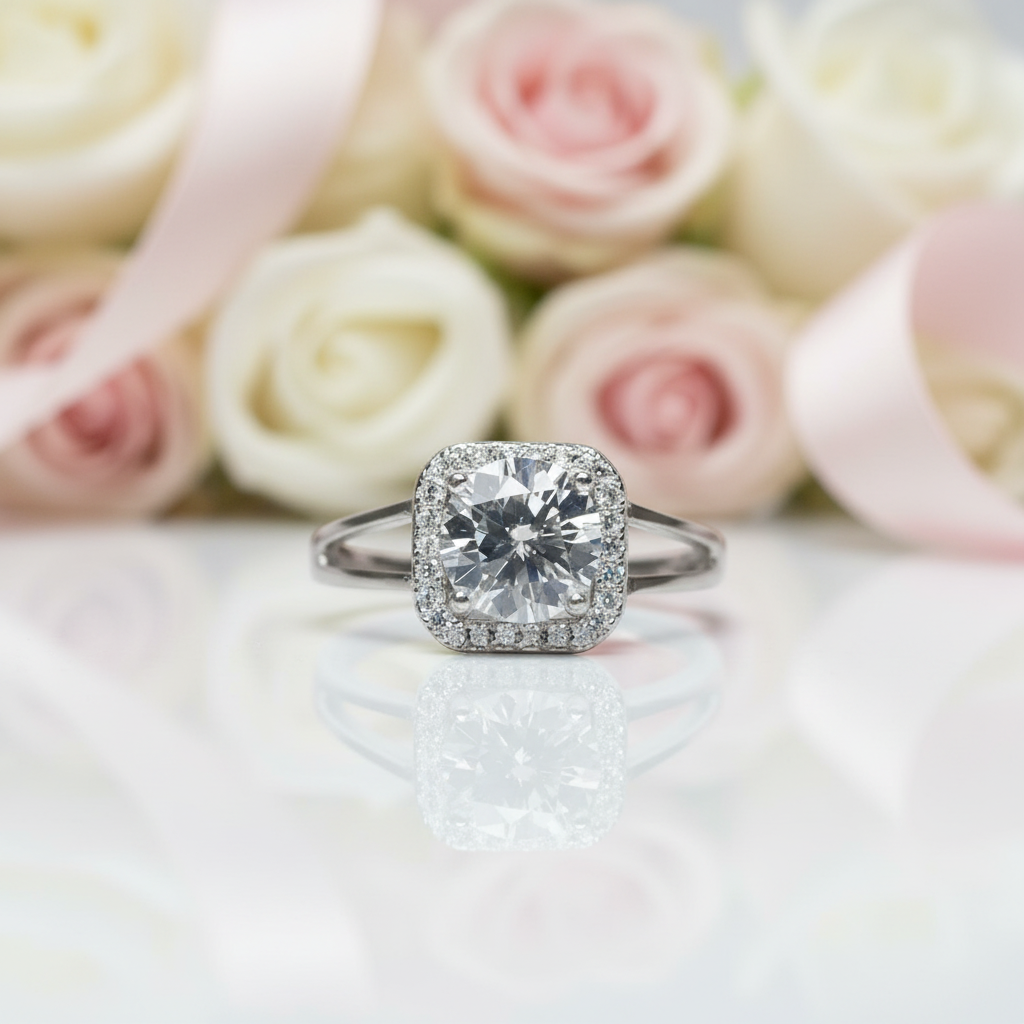 1.0 Ct Round Cut Diamond Option Split Shank Engagement Ring-Black Diamonds New York