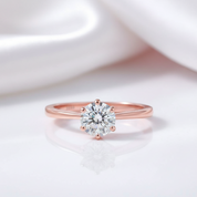 1.0 Ct Round Diamond Option 6 Claws Solitaire Engagement Ring-Black Diamonds New York