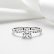 1.0 Ct Round Diamond Option 4 Prong Engagement Ring-Black Diamonds New York