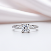 1.0 Ct Round Diamond Option 4 Prong Engagement Ring-Black Diamonds New York
