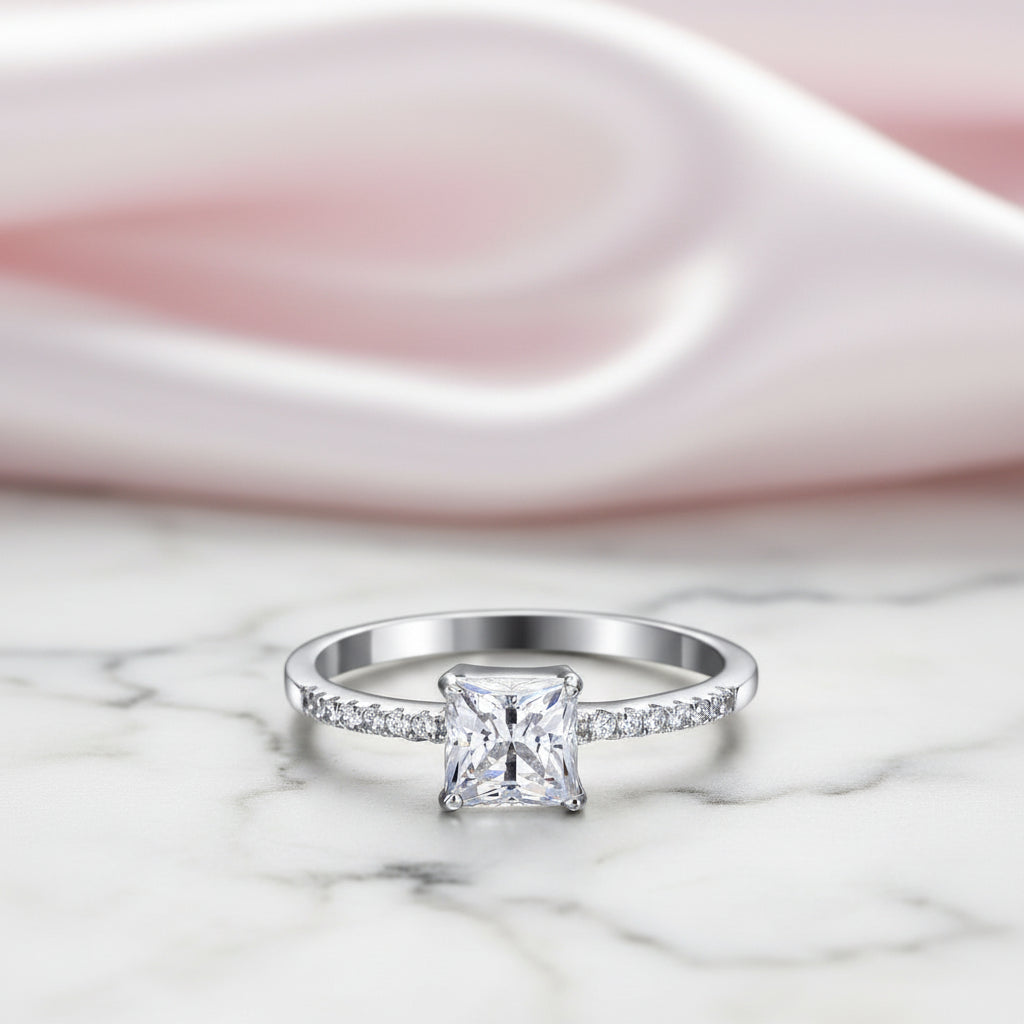 1.0 Ct Princess-Cut Diamond Option Classic Engagement Ring-Black Diamonds New York