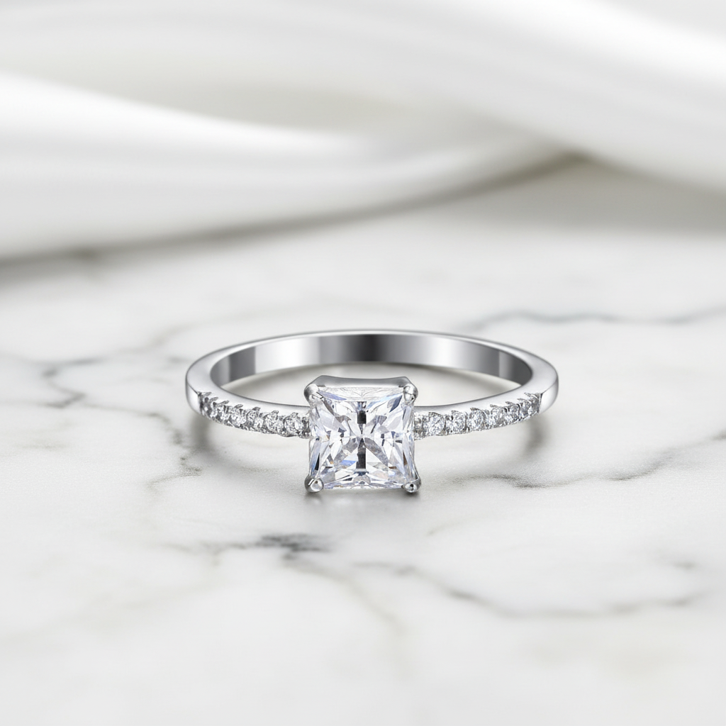 1.0 Ct Princess-Cut Diamond Option Classic Engagement Ring-Black Diamonds New York