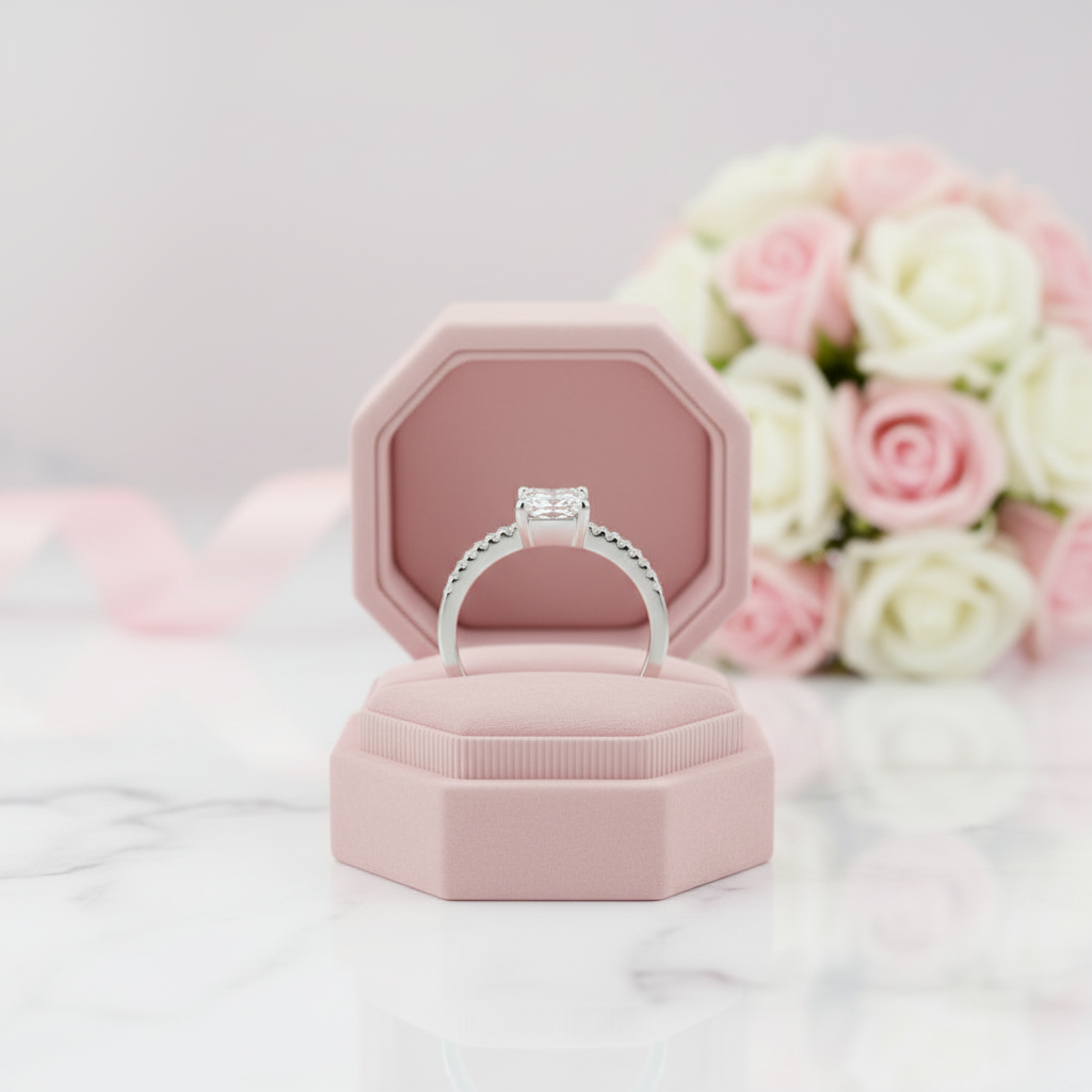 1.0 Ct Princess-Cut Diamond Option Classic Engagement Ring-Black Diamonds New York