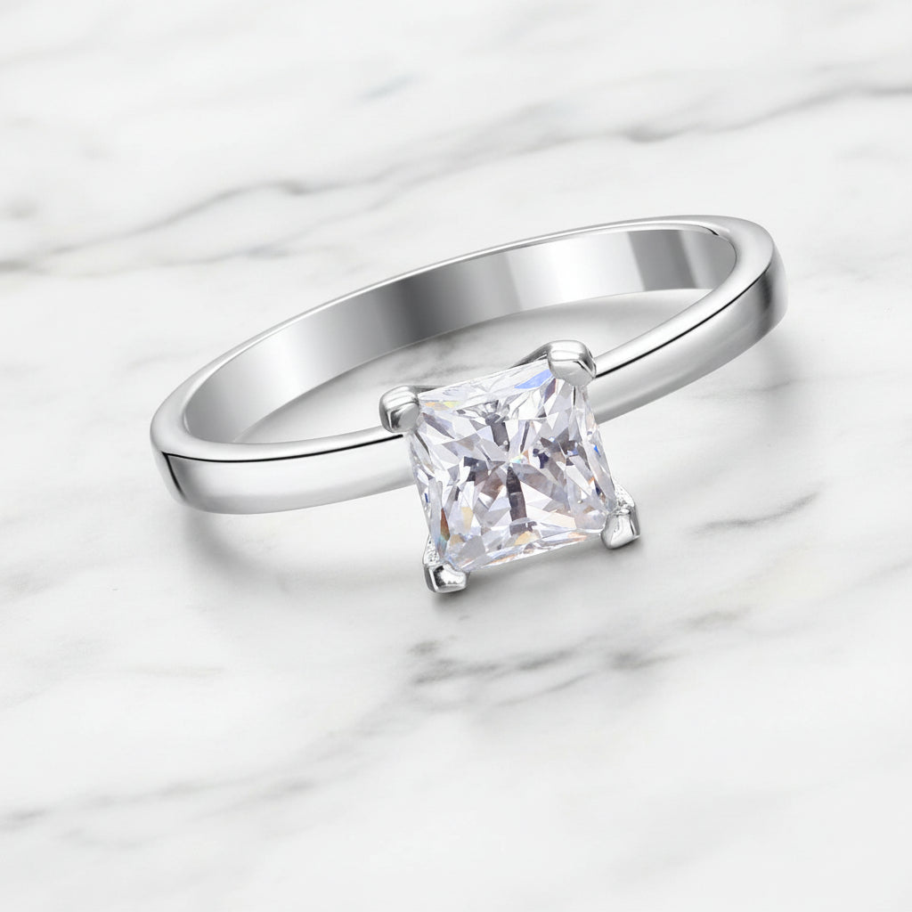 Classic 1.0 Ct Princess Diamond Option Engagement Ring-Black Diamonds New York