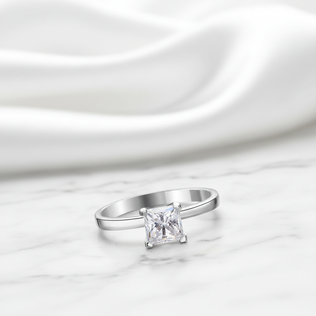 Classic 1.0 Ct Princess Diamond Option Engagement Ring-Black Diamonds New York
