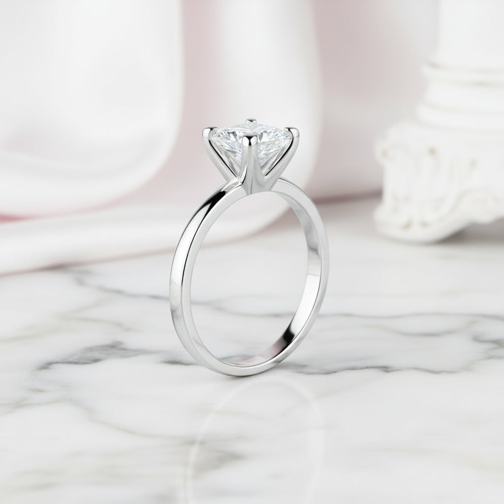 Classic 1.0 Ct Princess Diamond Option Engagement Ring-Black Diamonds New York