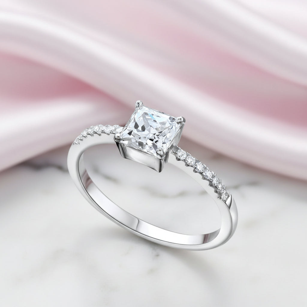 1.0 Ct Princess-Cut Diamond Option Classic Engagement Ring-Black Diamonds New York