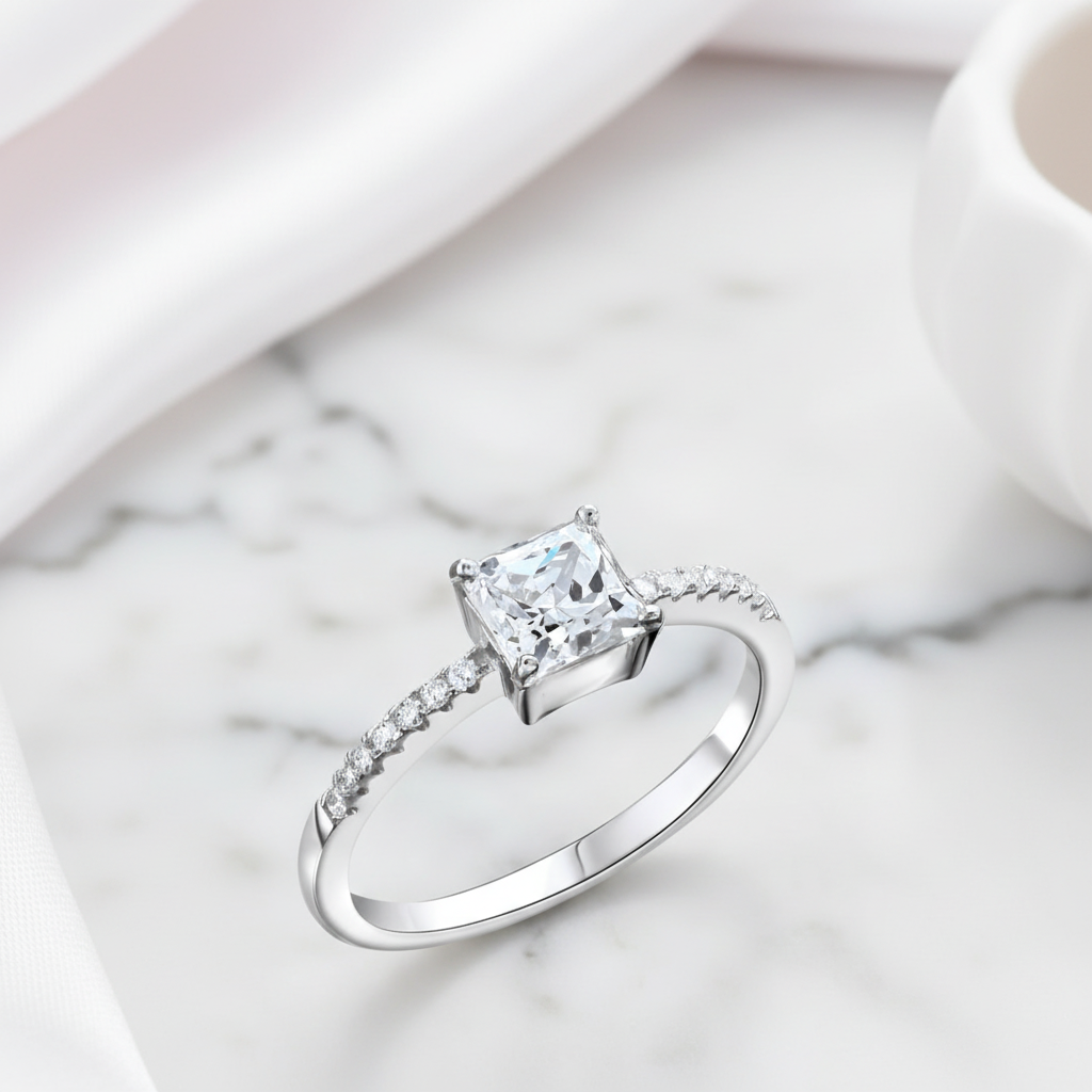 1.0 Ct Princess-Cut Diamond Option Classic Engagement Ring-Black Diamonds New York