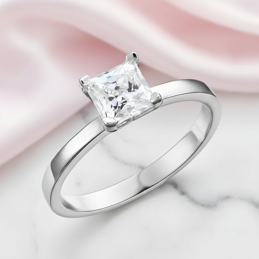 Classic 1.0 Ct Princess Diamond Option Engagement Ring-Black Diamonds New York