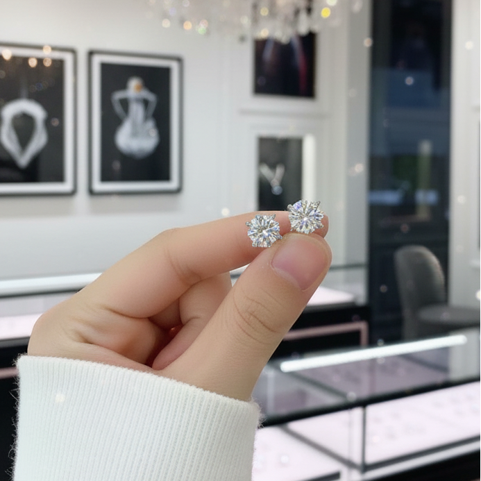 1.0 Ct D Color Diamond Stud Earrings-Black Diamonds New York