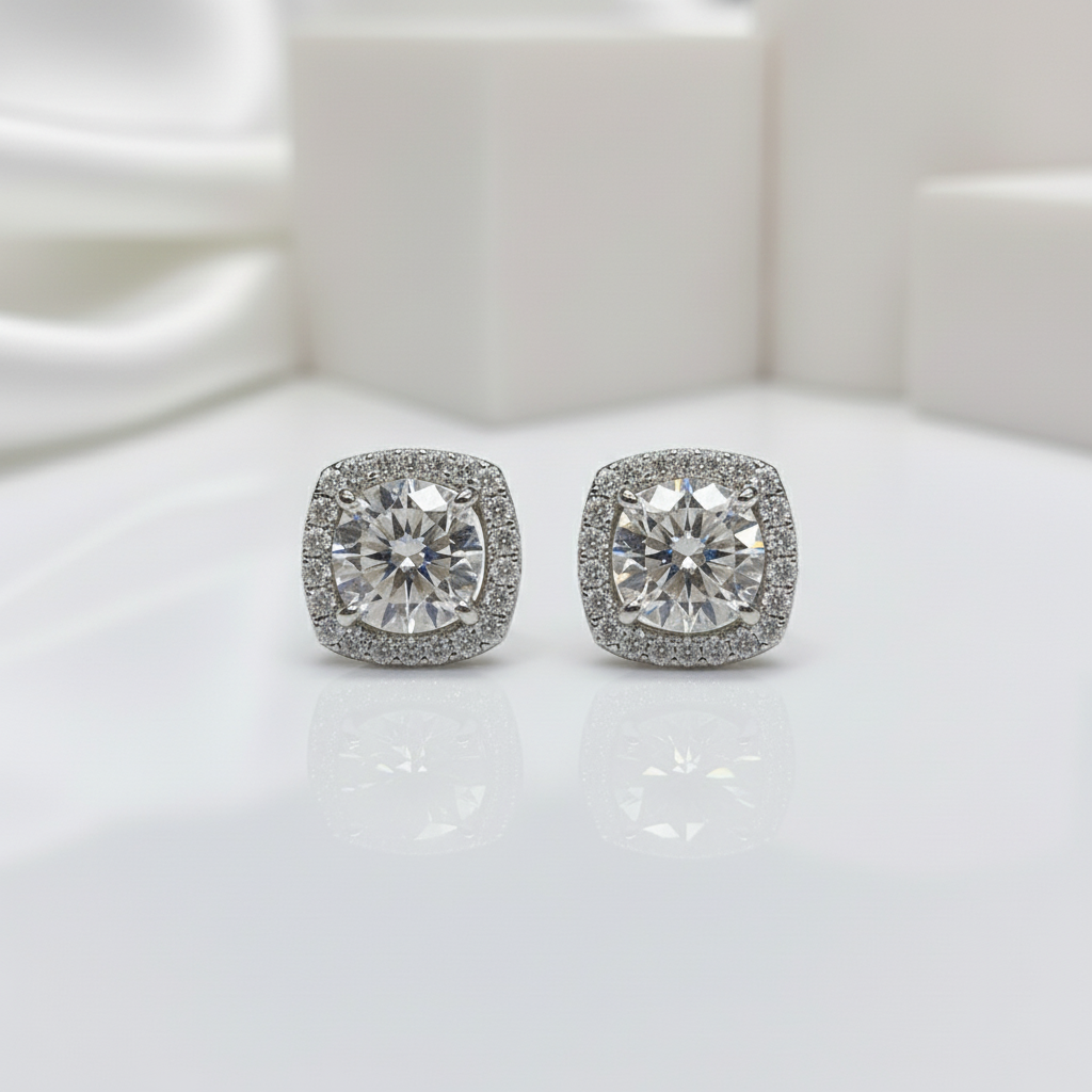 1.0 Ct D Color Diamond Stud Earrings-Black Diamonds New York