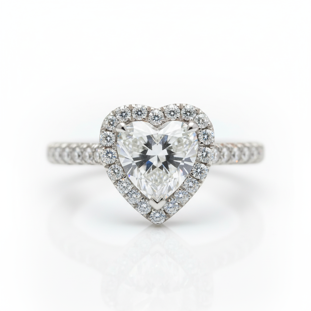 1.0 Ct Heart Cut D Color Diamond Option Engagement Ring-Black Diamonds New York
