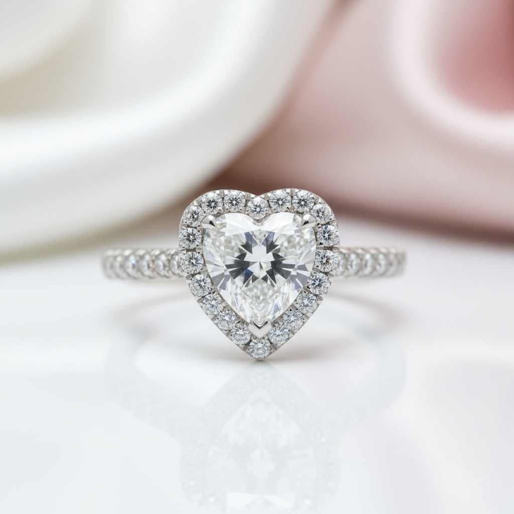 1.0 Ct Heart Cut D Color Diamond Option Engagement Ring-Black Diamonds New York
