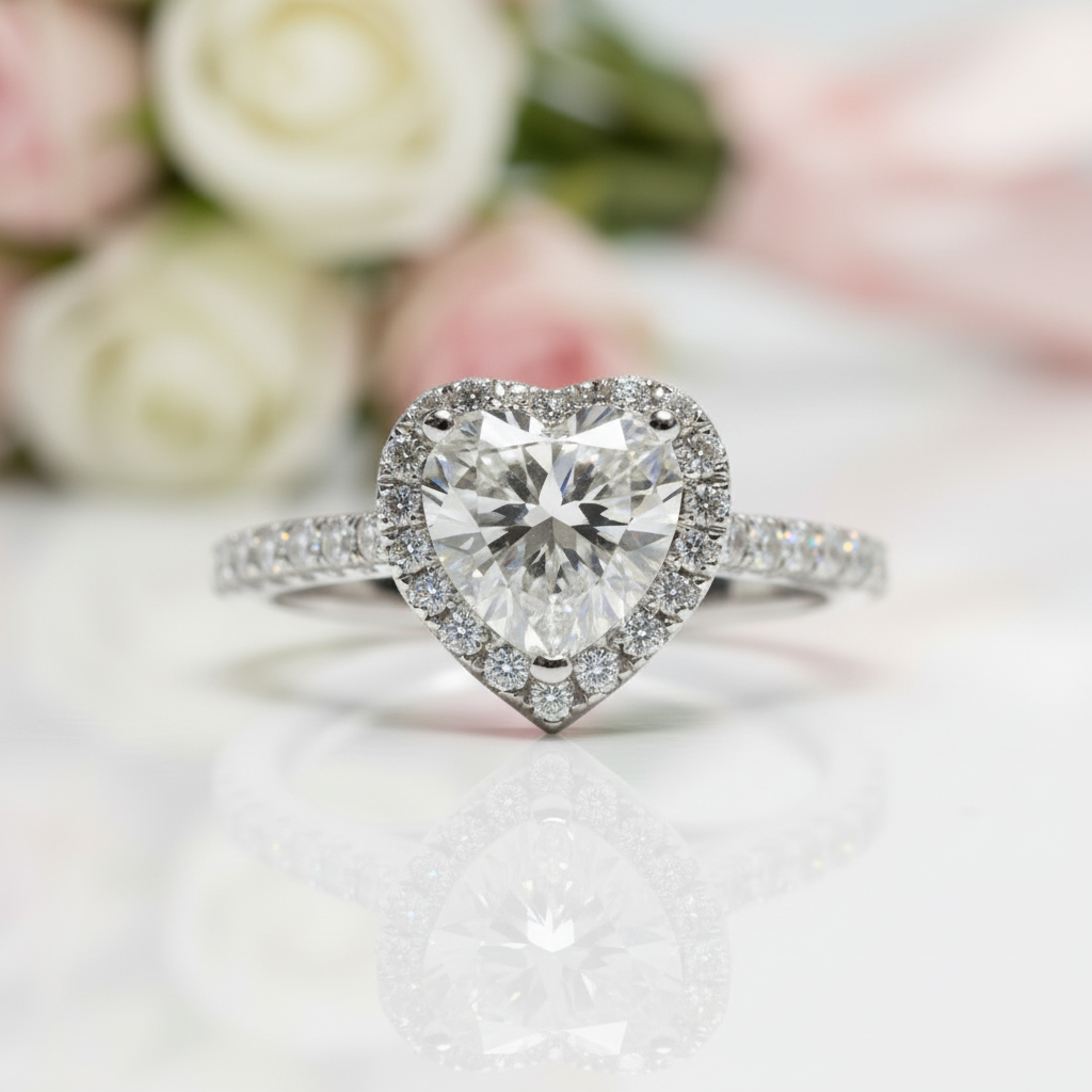 1.0 Ct Heart Cut D Color Diamond Option Engagement Ring-Black Diamonds New York