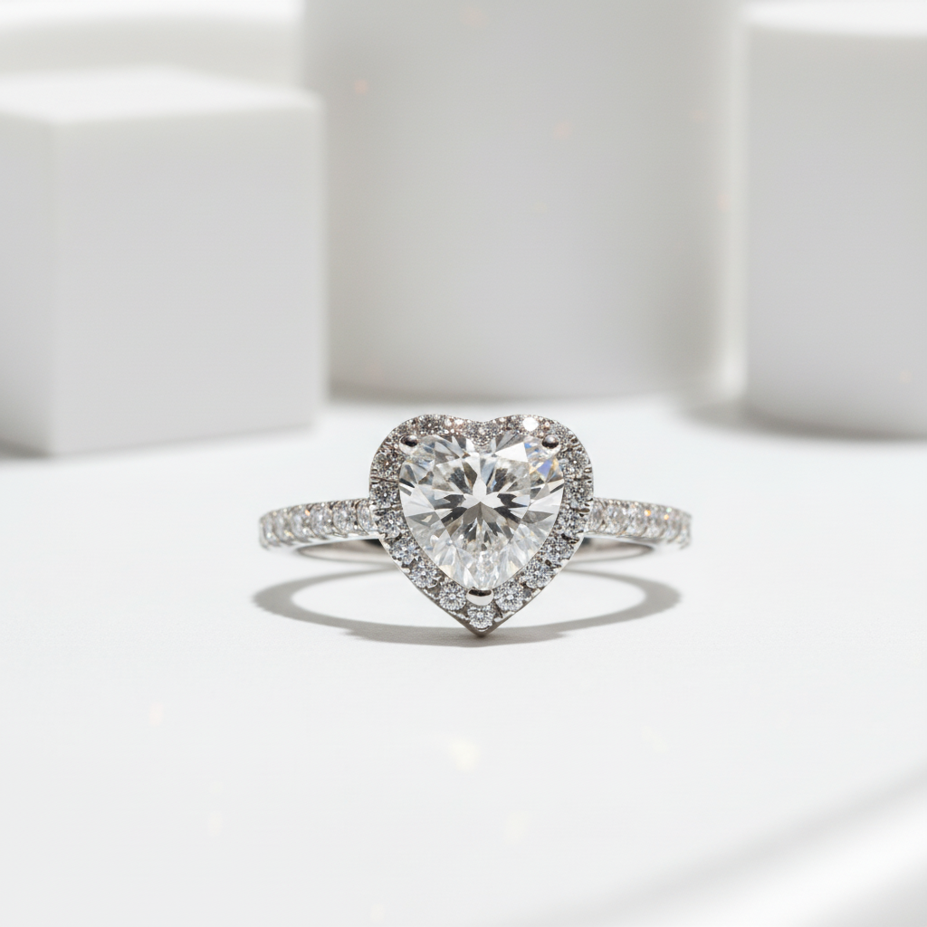 1.0 Ct Heart Cut D Color Diamond Engagement Ring-Black Diamonds New York