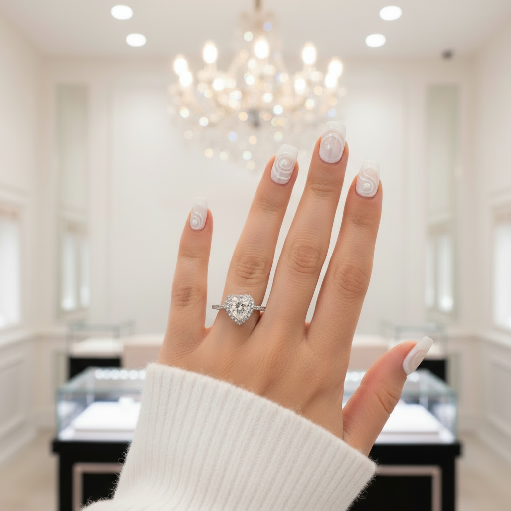 1.0 Ct Heart Cut D Color Diamond Engagement Ring-Black Diamonds New York