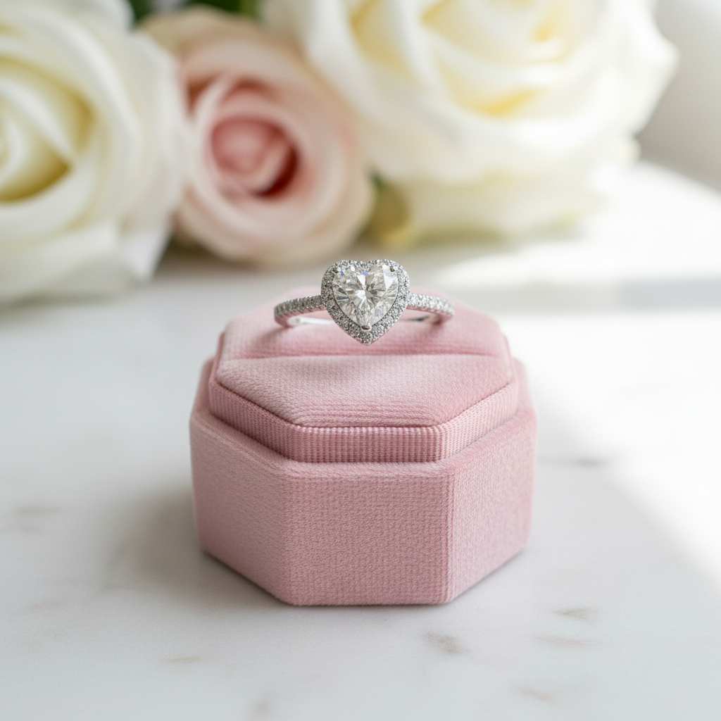 1.0 Ct Heart Cut D Color Diamond Engagement Ring-Black Diamonds New York