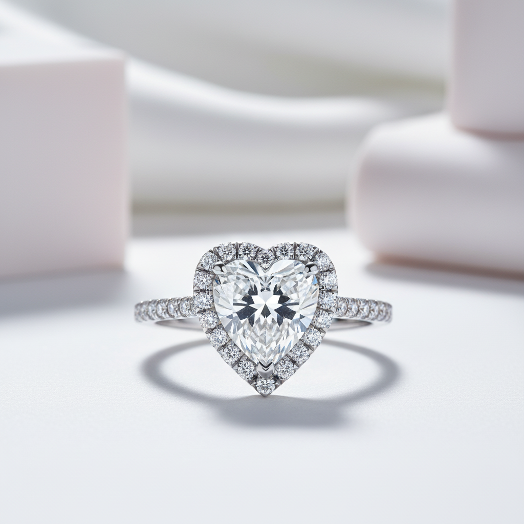 1.0 Ct Heart Cut D Color Diamond Engagement Ring-Black Diamonds New York