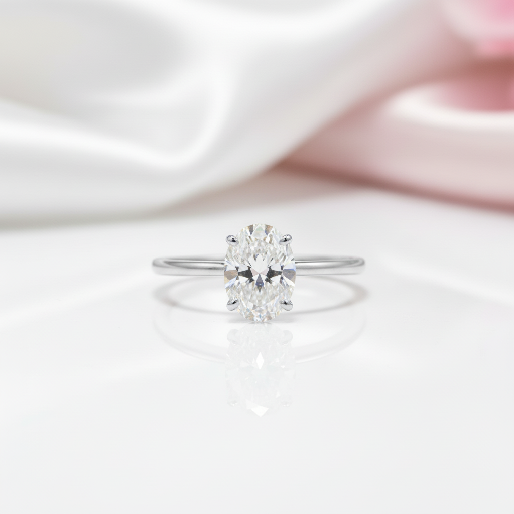 1 carat Oval Cut D Color Diamond Option Engagement Ring-Black Diamonds New York
