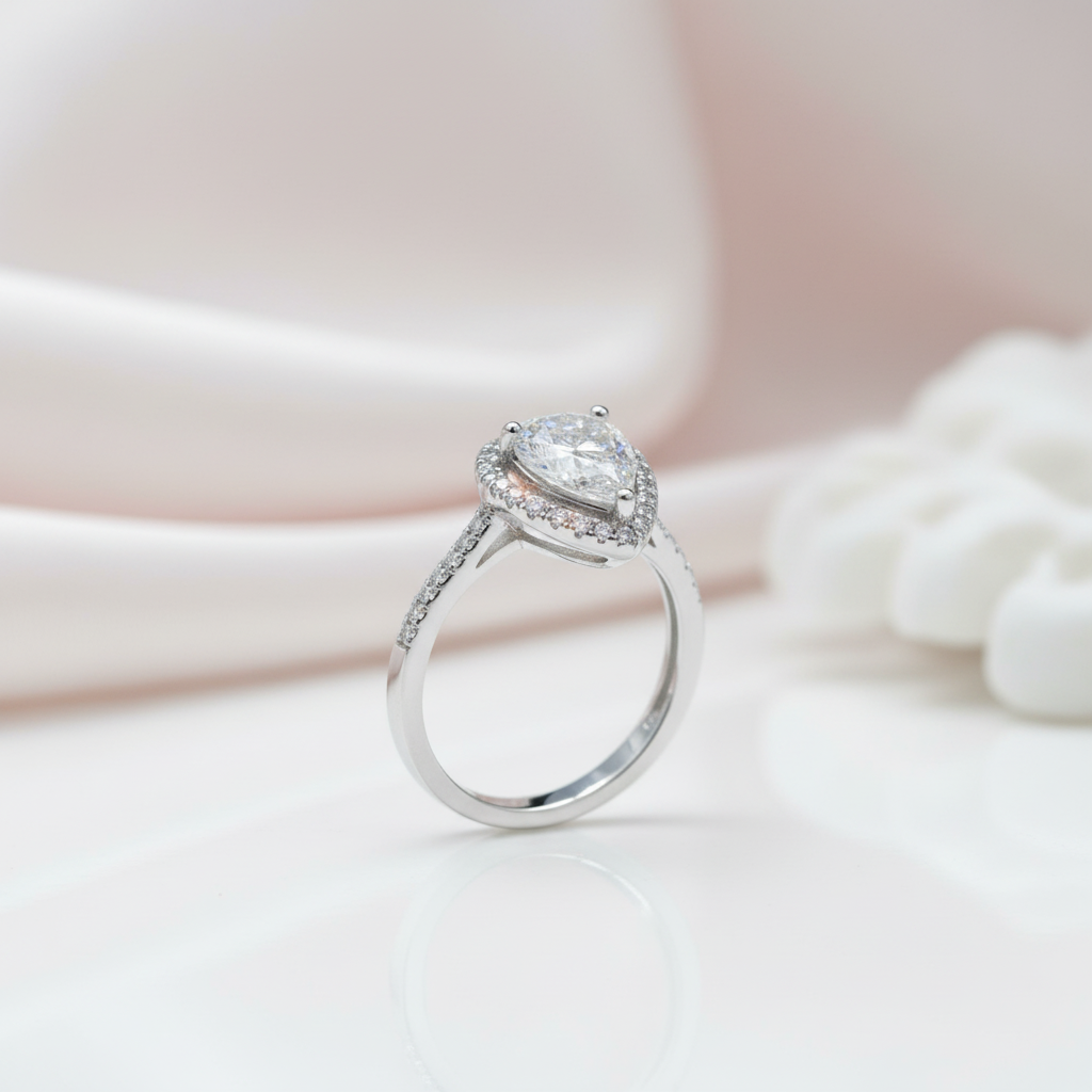 1.0 Ct Pear Cut Diamond Option Water Drop Engagement Ring-Black Diamonds New York