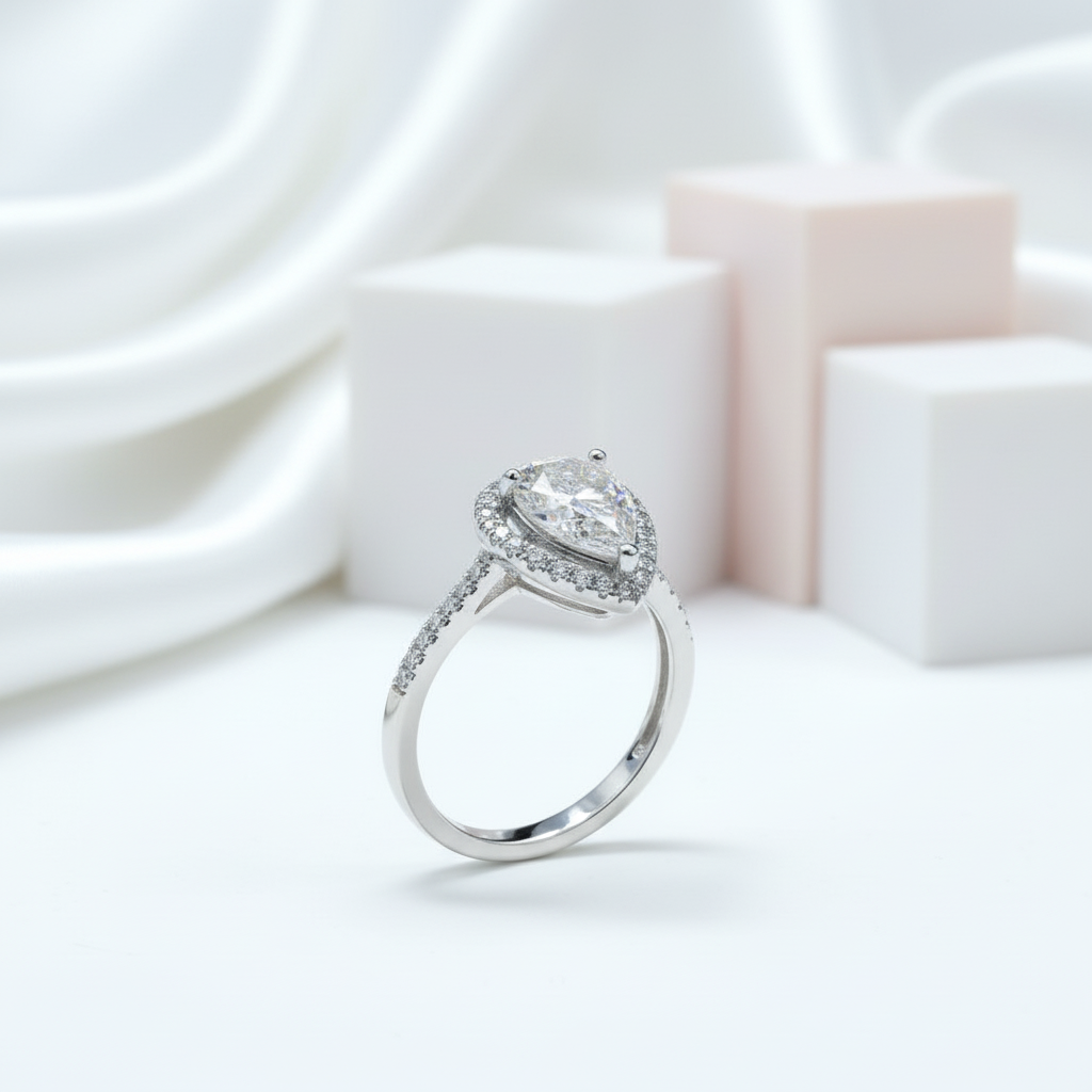 1.0 Ct Pear Cut Diamond Water Drop Engagement Ring-Black Diamonds New York