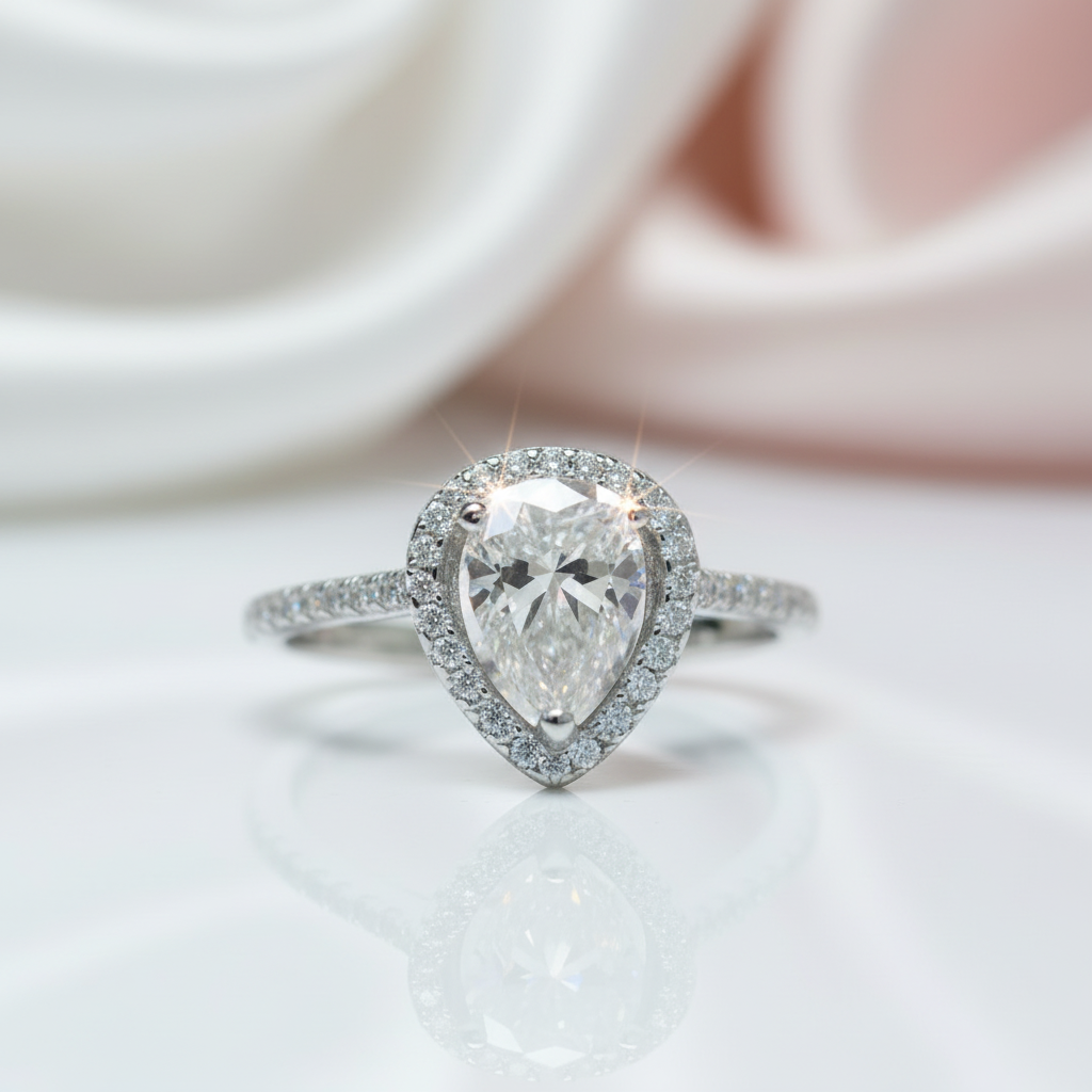 1.0 Ct Pear Cut Diamond Option Water Drop Engagement Ring-Black Diamonds New York