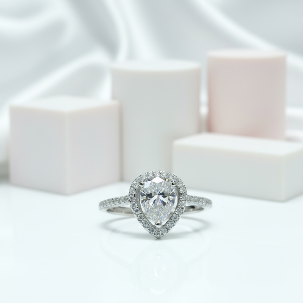 1.0 Ct Pear Cut Diamond Water Drop Engagement Ring-Black Diamonds New York