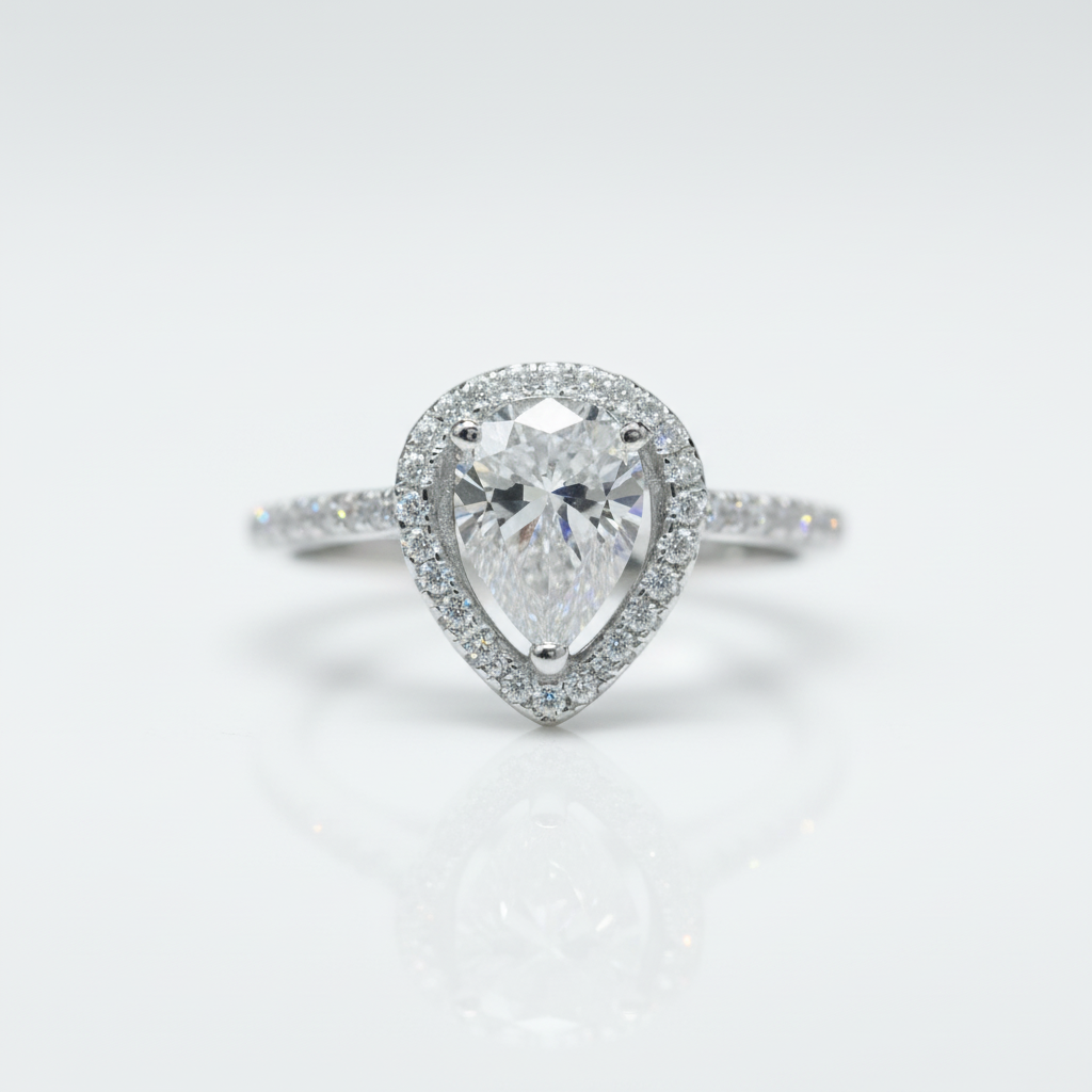 1.0 Ct Pear Cut Diamond Option Water Drop Engagement Ring-Black Diamonds New York
