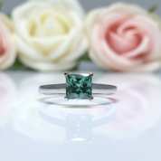 1 Carat Princess Cut Green Diamond Engagement Ring-Black Diamonds New York