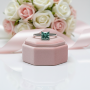 1 Carat Princess Cut Green Diamond Option Engagement Ring-Black Diamonds New York