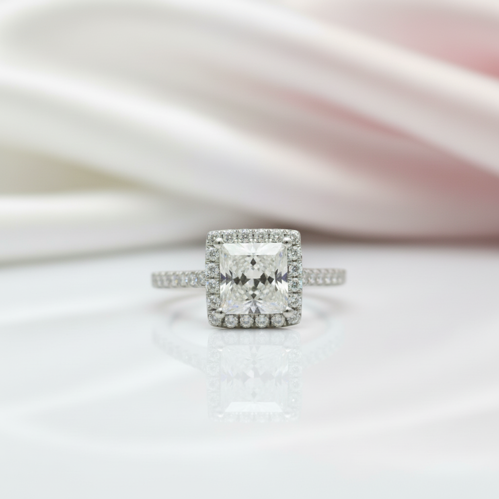 1 Carat Princess Cut Diamond Option 4 Claw Engagement Ring-Black Diamonds New York