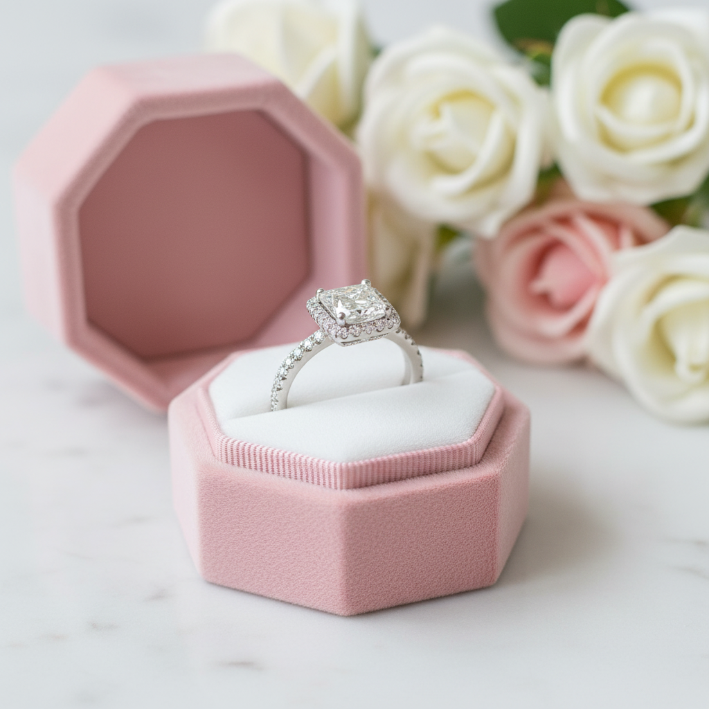 1 Carat Princess Cut Diamond 4 Claw Engagement Ring-Black Diamonds New York