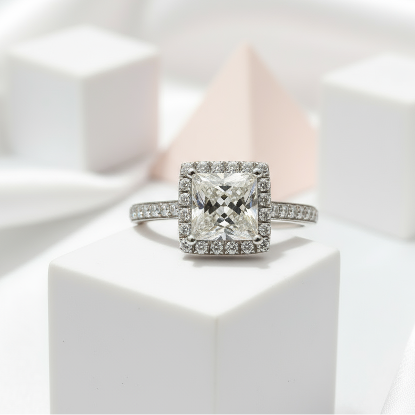 1 Carat Princess Cut Diamond 4 Claw Engagement Ring-Black Diamonds New York