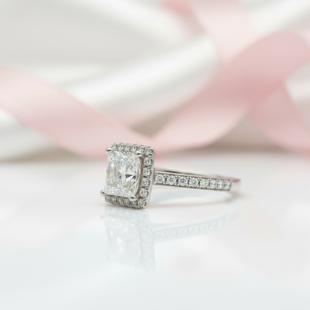 1 Carat Princess Cut Diamond 4 Claw Engagement Ring-Black Diamonds New York