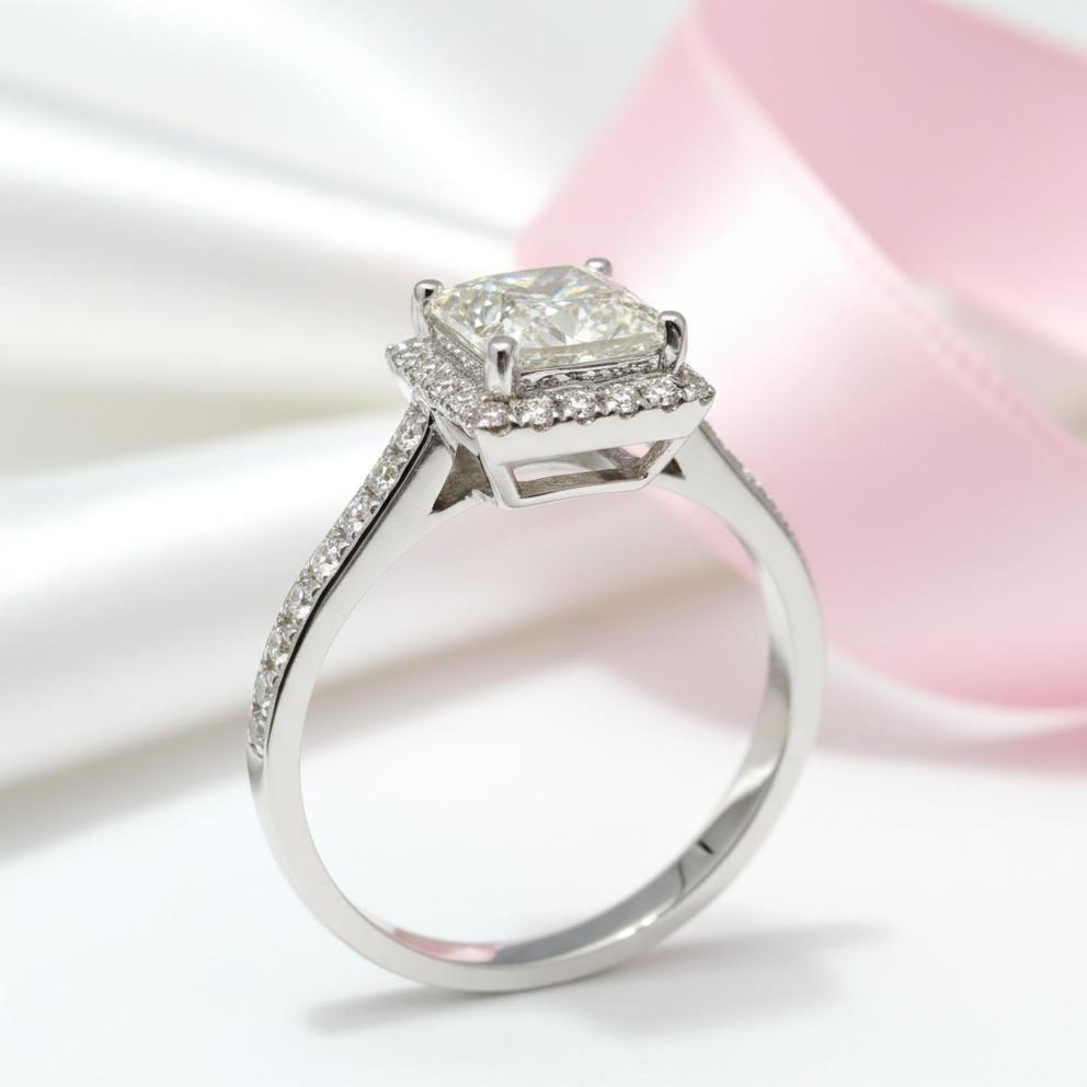 1 Carat Princess Cut Diamond 4 Claw Engagement Ring-Black Diamonds New York