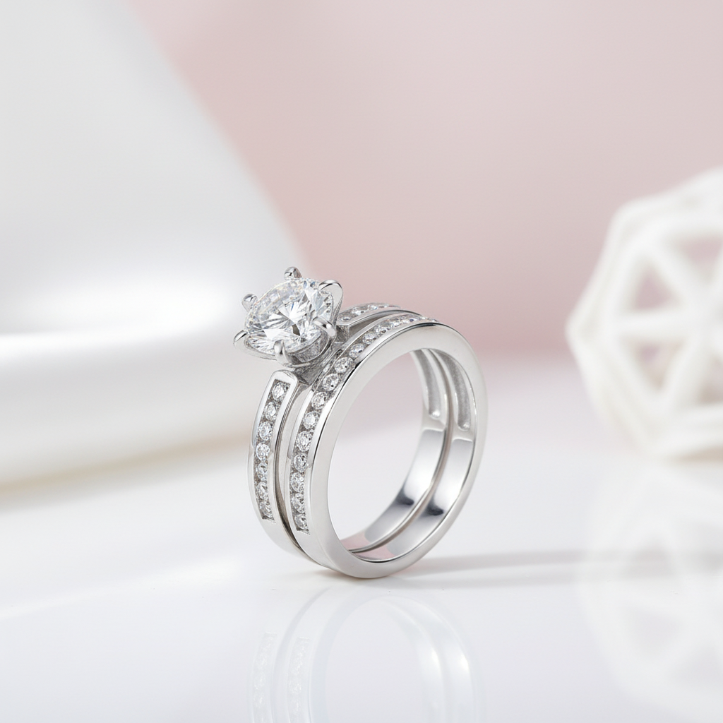 1.0ct Round Cut Diamond 2-Pc Wedding Engagement Ring Set-Black Diamonds New York