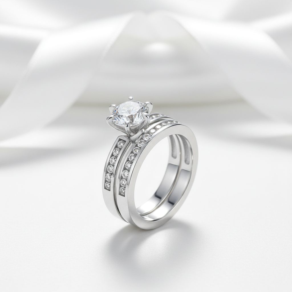 1.0ct Round Cut Diamond 2-Pc Wedding Engagement Ring Set-Black Diamonds New York