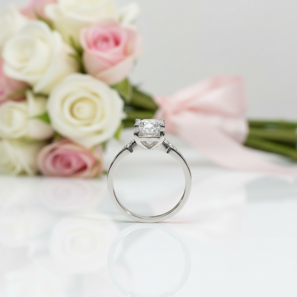 1 Carat Round Cut D Color Diamond Option Engagement Ring-Black Diamonds New York