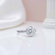 1 Carat Round Cut D Color Diamond Option Ribbon Engagement Ring-Black Diamonds New York