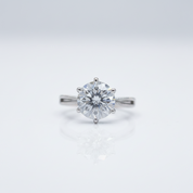 1 Carat Round Cut D Color Diamond Option Ribbon Engagement Ring-Black Diamonds New York