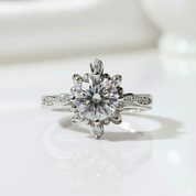 1 Carat Round Cut D Color Diamond Trevi Fountain Engagement Ring-Black Diamonds New York