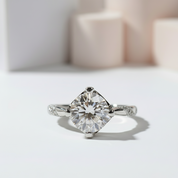 1.0 Ct Round Cut Diamond 4 Claw Engagement Ring-Black Diamonds New York