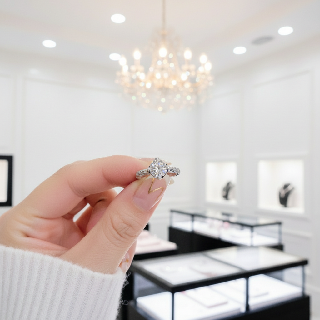 1.0 Ct Round Cut Diamond 4 Claw Engagement Ring-Black Diamonds New York