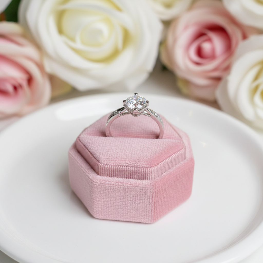 1.0 Ct Round Cut Diamond 4 Claw Engagement Ring-Black Diamonds New York